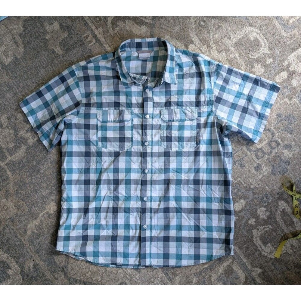 Men's XL Shirt Columbia Sports Wear Company Blue Omni Shade Plaid